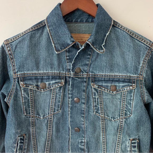Abercrombie & Fitch Denim Button Up Trucker Jacket Size Large Vintage Blue Denim - Picture 2 of 13